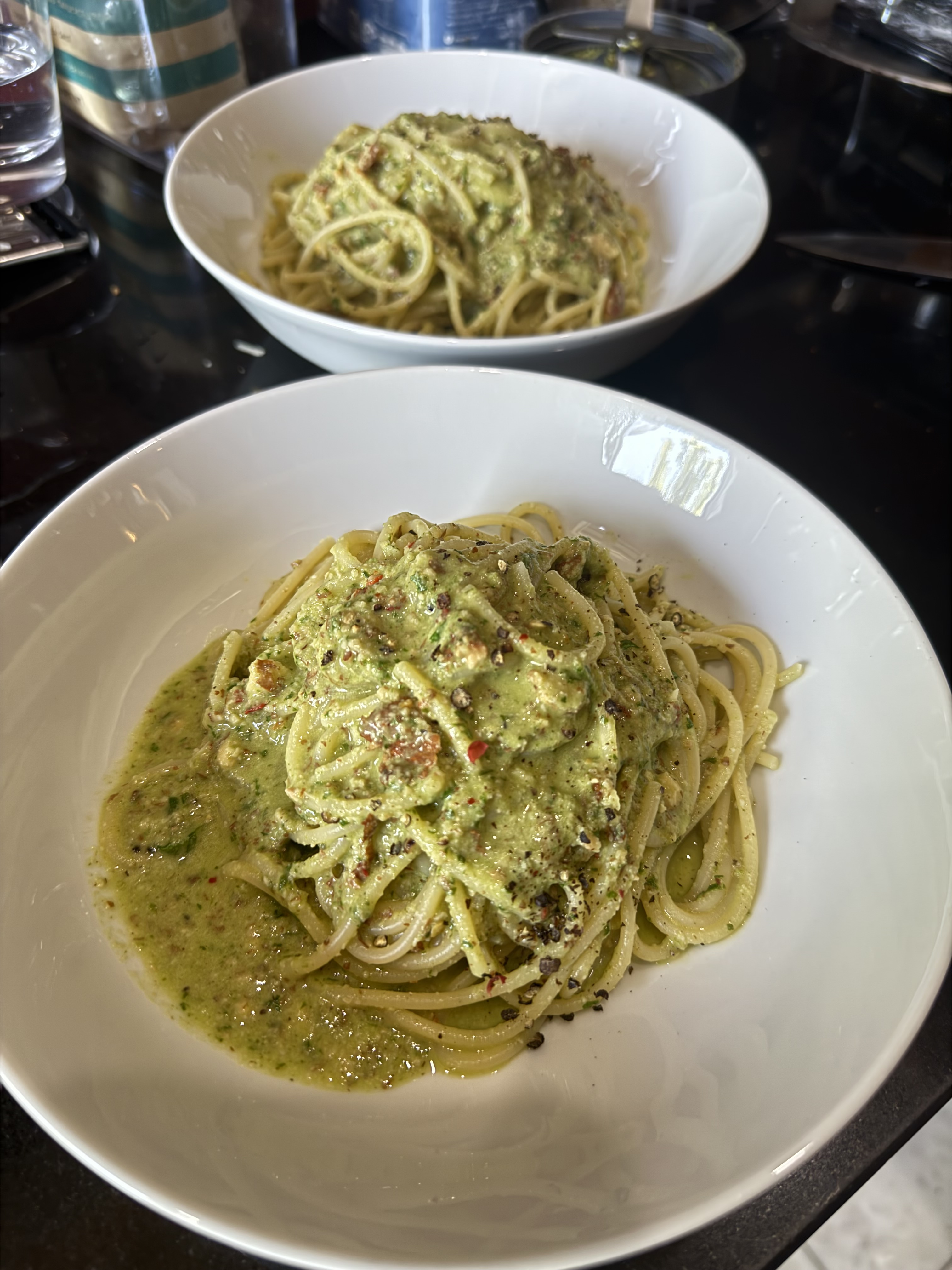 Pasta with rocket and chilli pesto