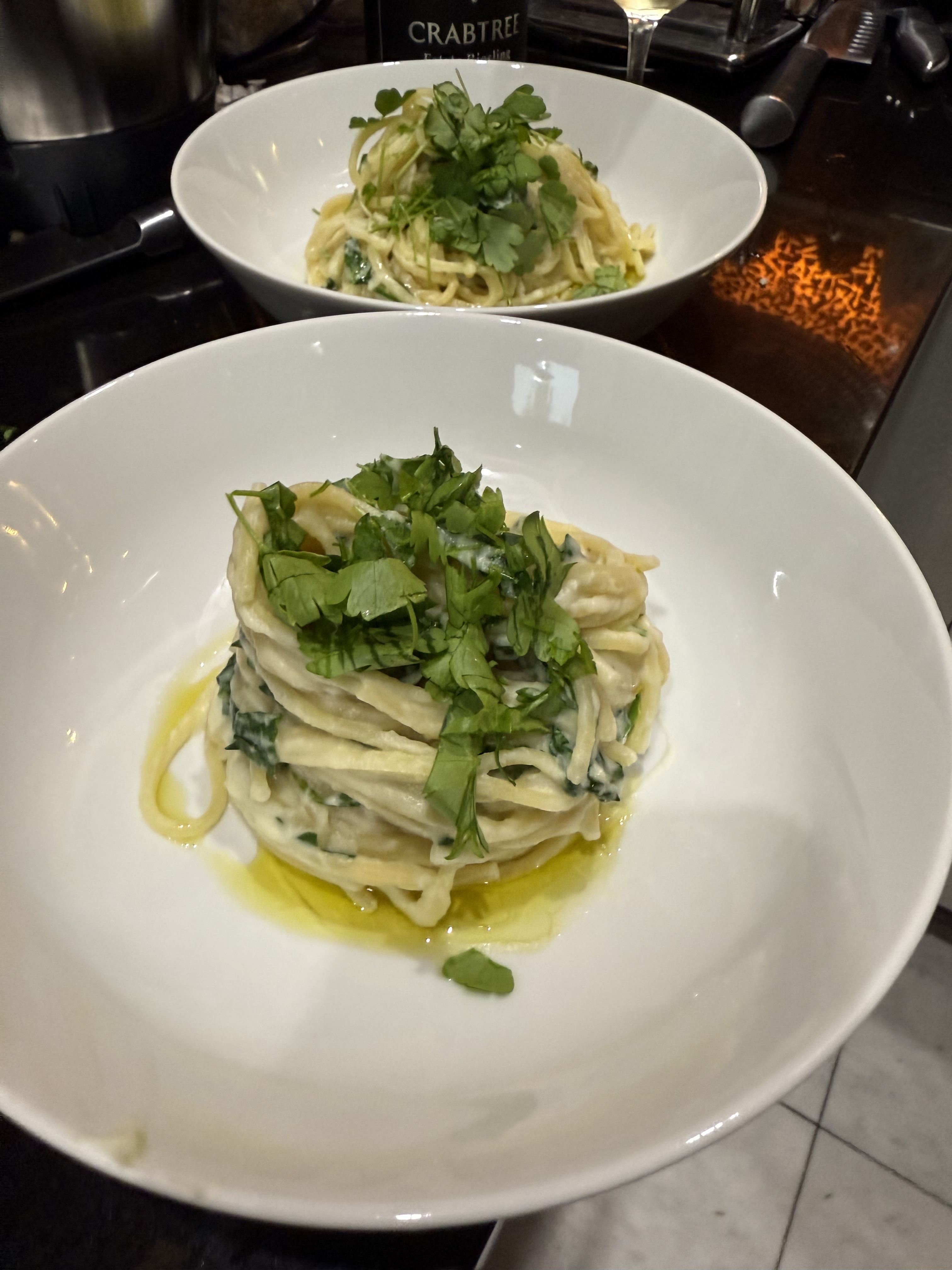 Cauliflower cream pasta with fresh herbs