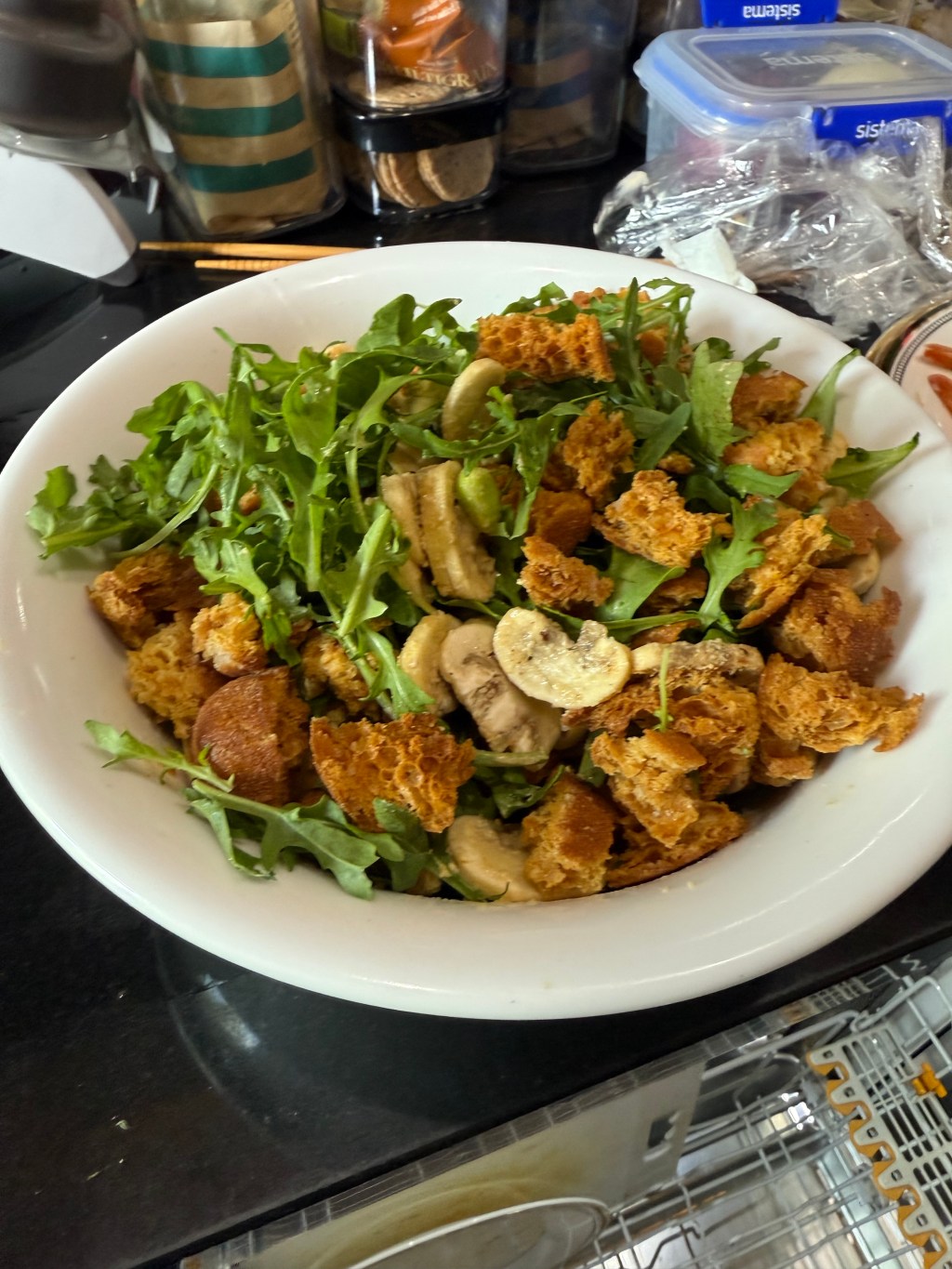 Mushroom, Edamame Bean & Crouton&nbsp;Salad