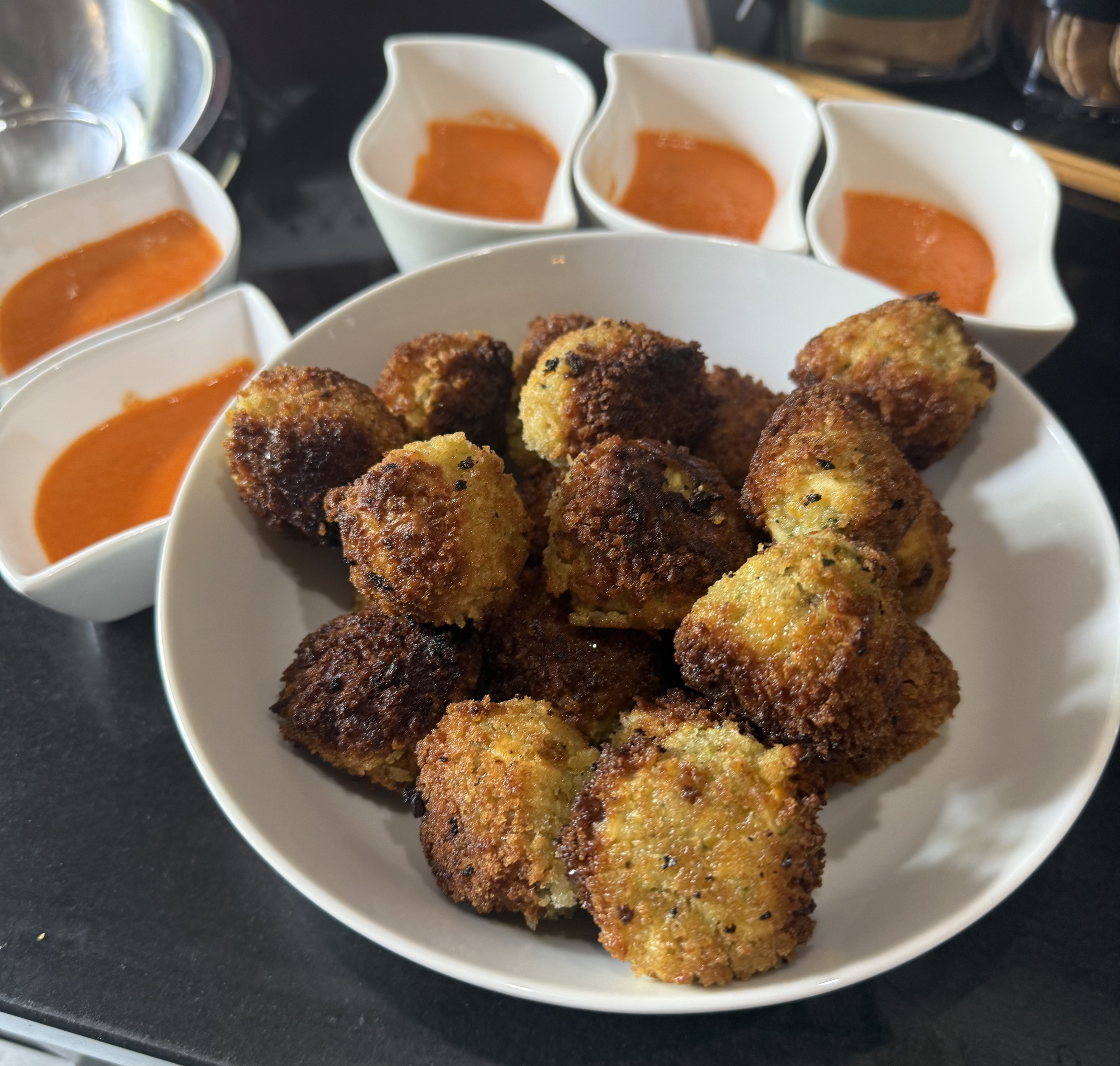 Pumpkin & Halloumi Risotto Cakes with Pomegranate&nbsp;Sauce