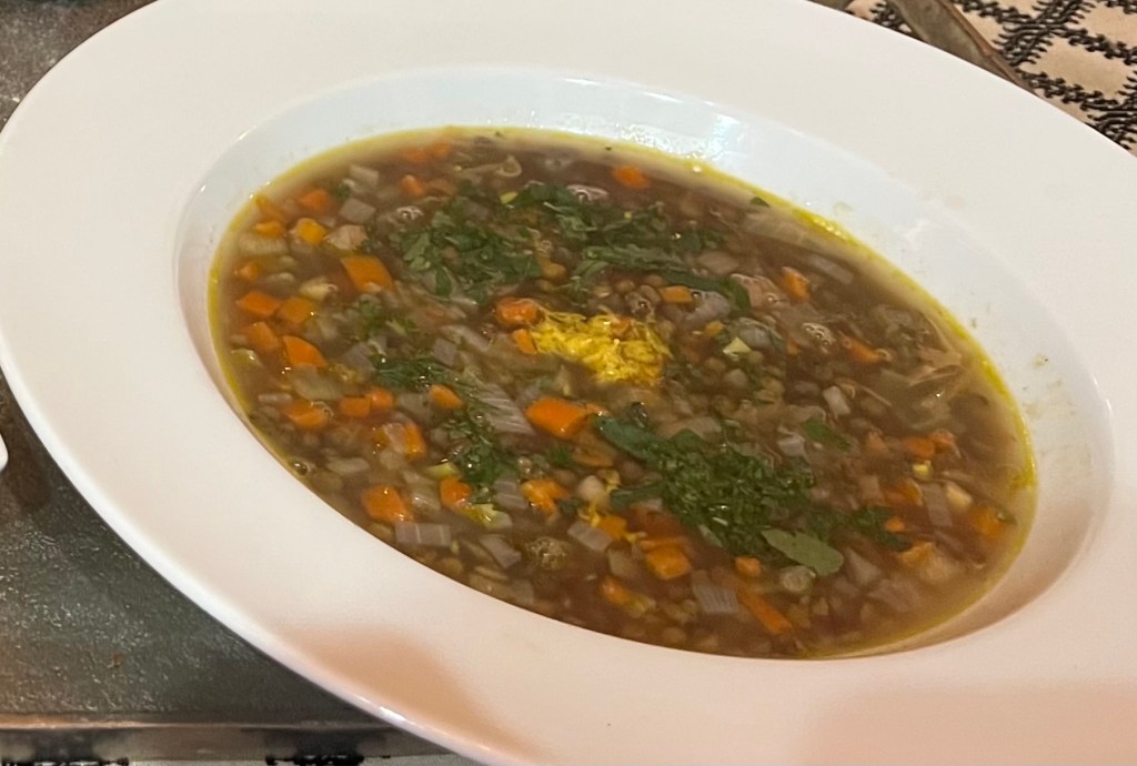 Lentil & carrot soup with fresh mint and lemon&nbsp;zest