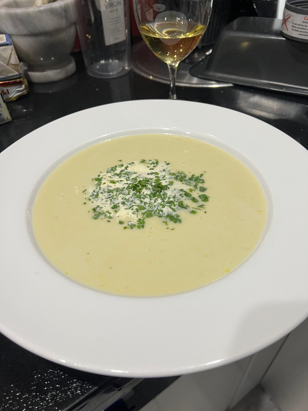 Cream of watercress soup (Crème de&nbsp;cresson)