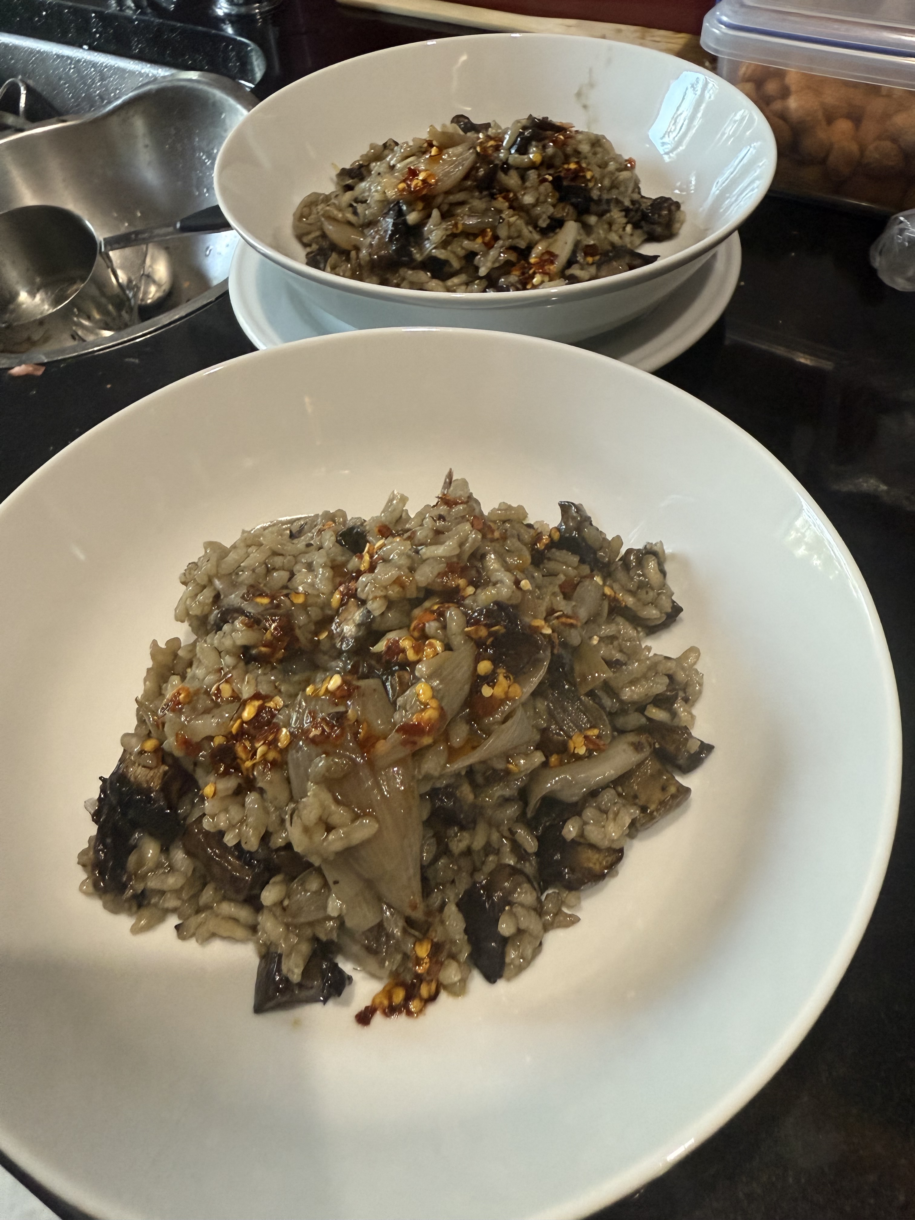 *Oven-baked shallot and mushroom&nbsp;risotto