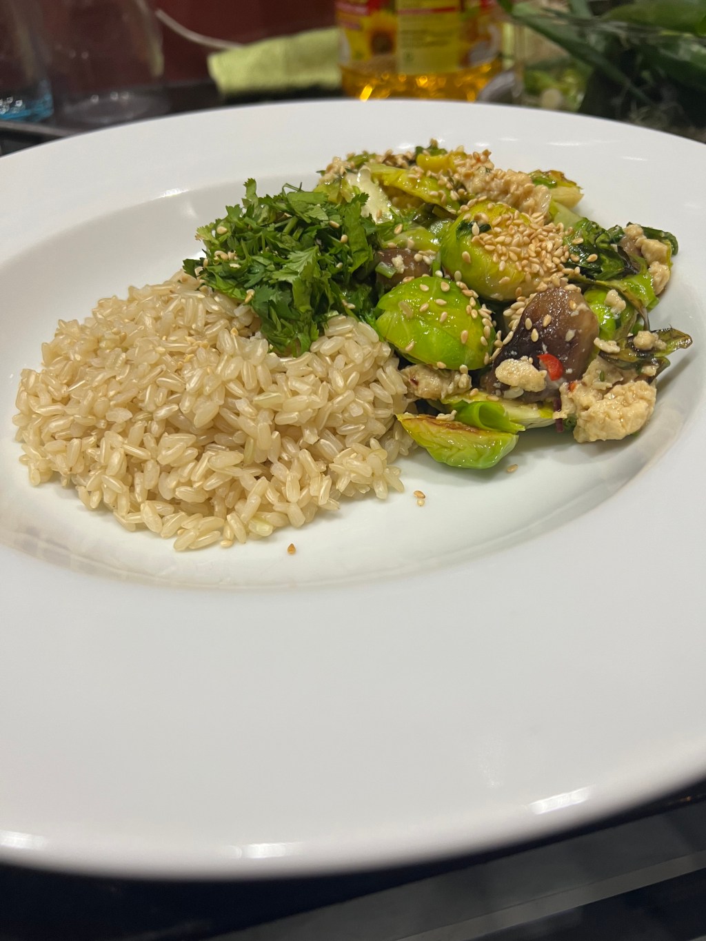 Brussels sprouts and&nbsp;tofu