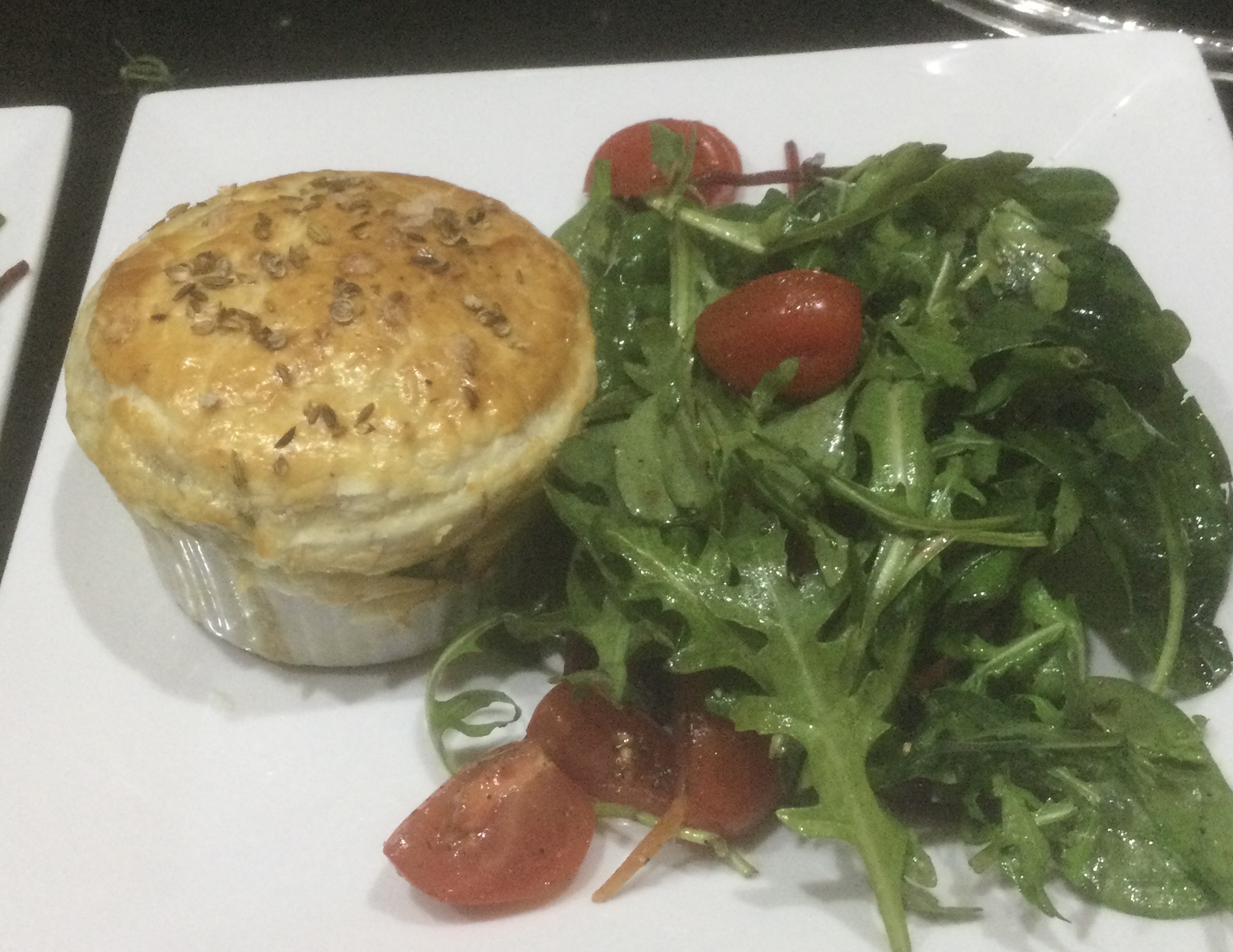 *Triple-cheese pot pies with braised greens