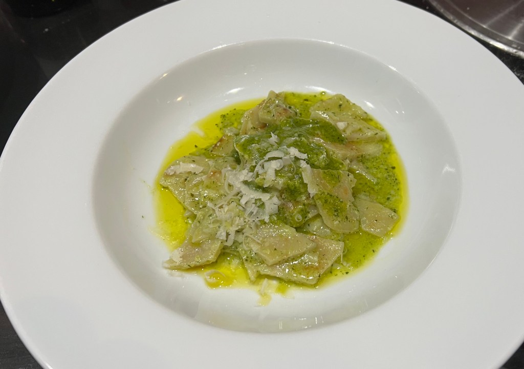 *Savoury Lunigiana pancakes with pesto (Testaroli con&nbsp;pesto)