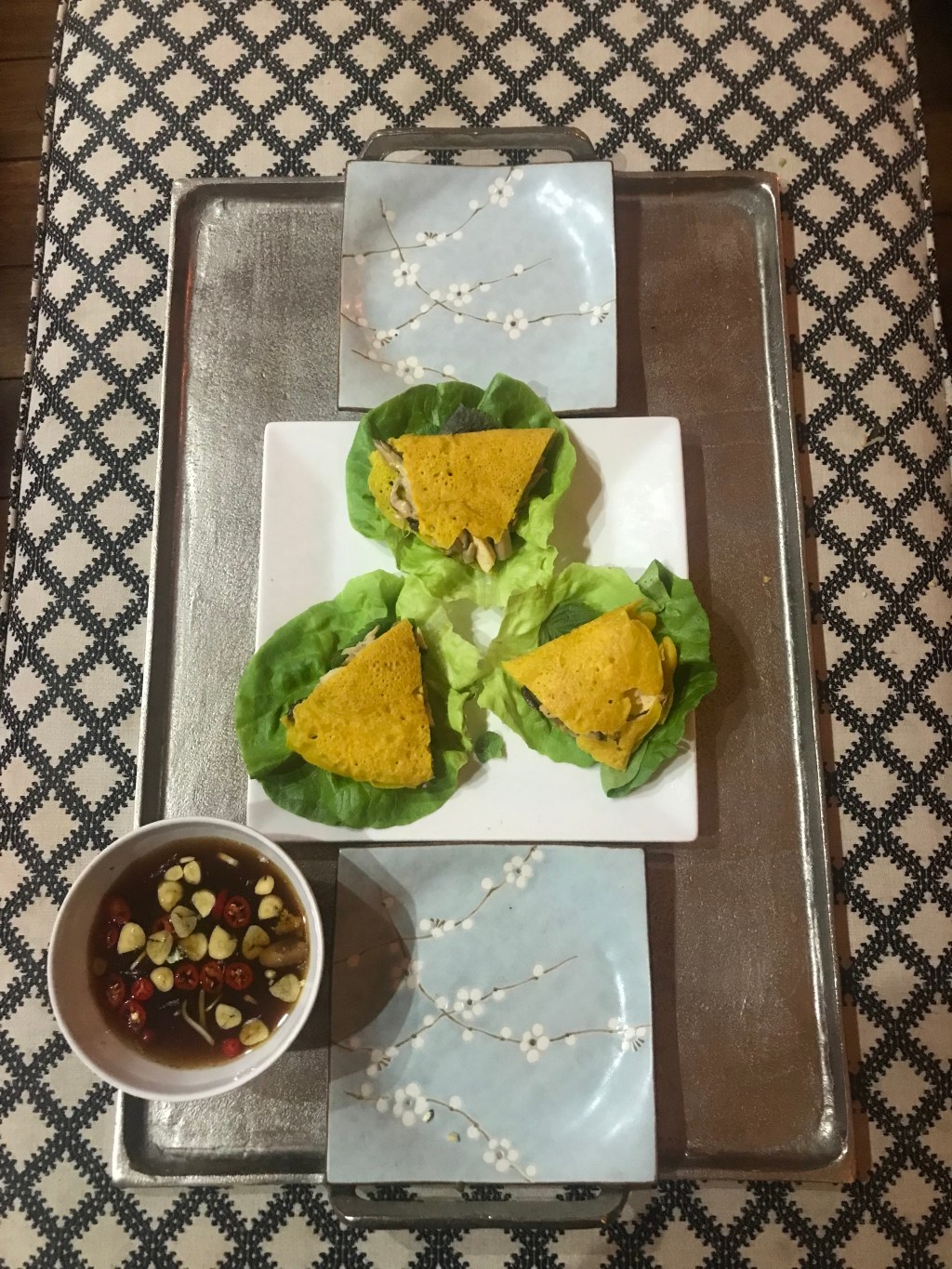 *Crisp vegetarian rice flour crepe (Bánh xèo chay)