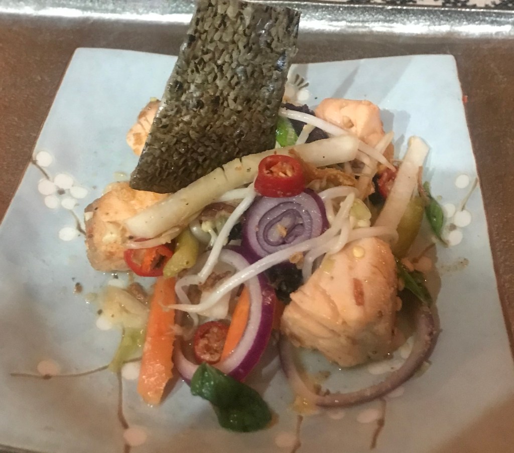 *Salad of chargrilled salmon, pickled vegetables and bean sprouts (Goi cá&nbsp;nuóŉg)