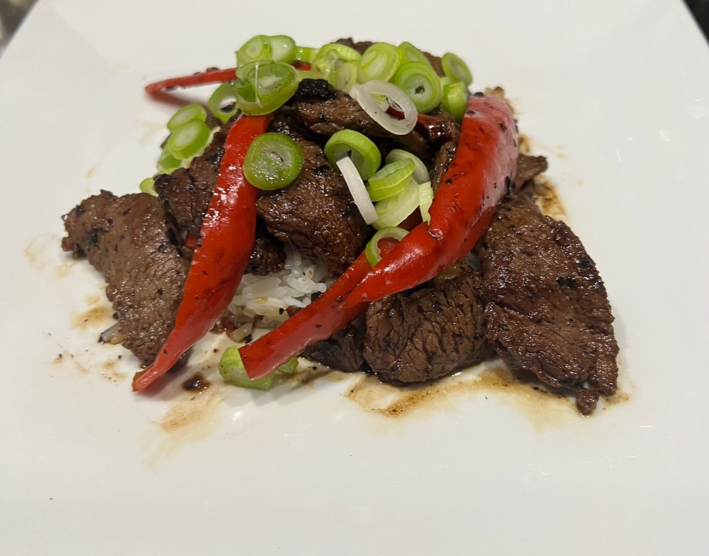 Stir Fry kangaroo with black-bean and&nbsp;chilli.