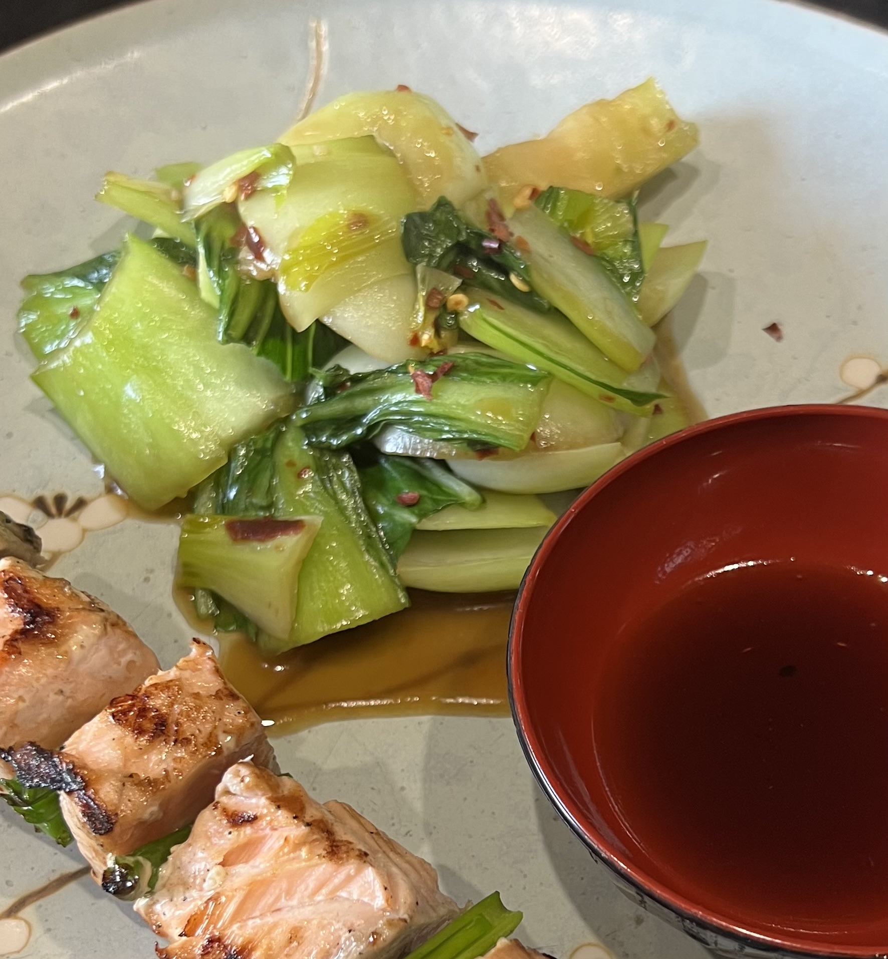 *Chinese Greens with oyster sauce, garlic and&nbsp;chilli.