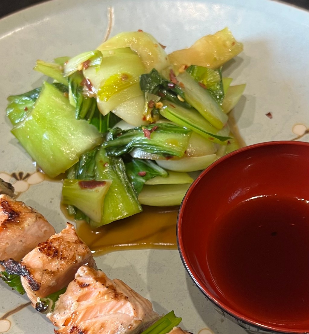 *Chinese Greens with oyster sauce, garlic and&nbsp;chilli.