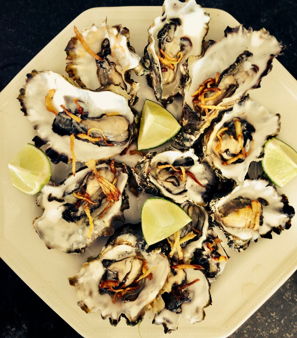 Oysters with frizzled ginger and&nbsp;lime