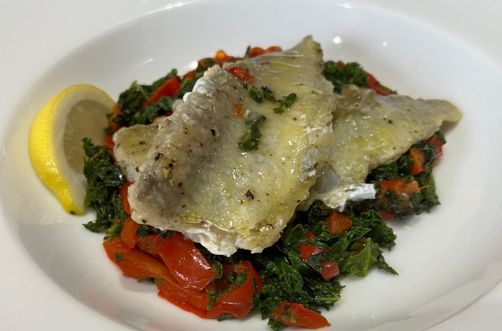 Whiting Fillets, with Kale, Roasted Capsicum and Brown&nbsp;Butter