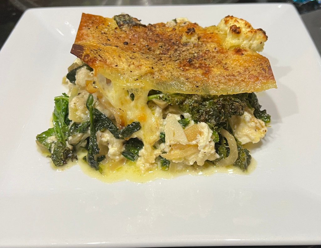 Baked pasta with artichokes, greens, and too much&nbsp;cheese