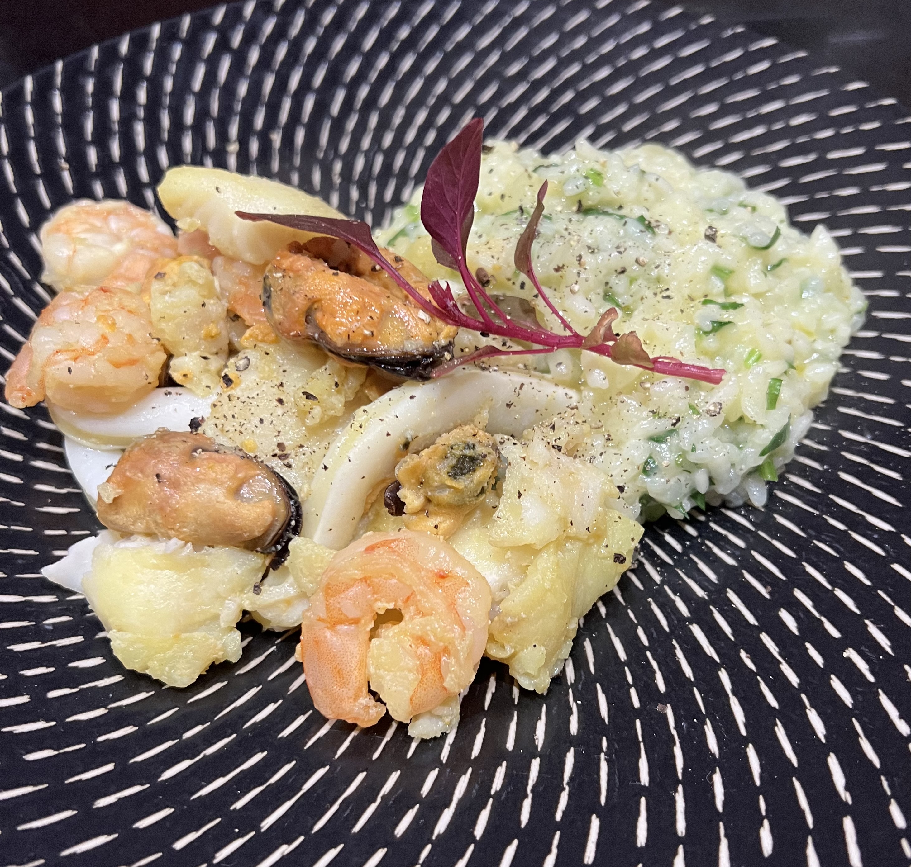 Pan Fried Marinara with Parmesan Risotto