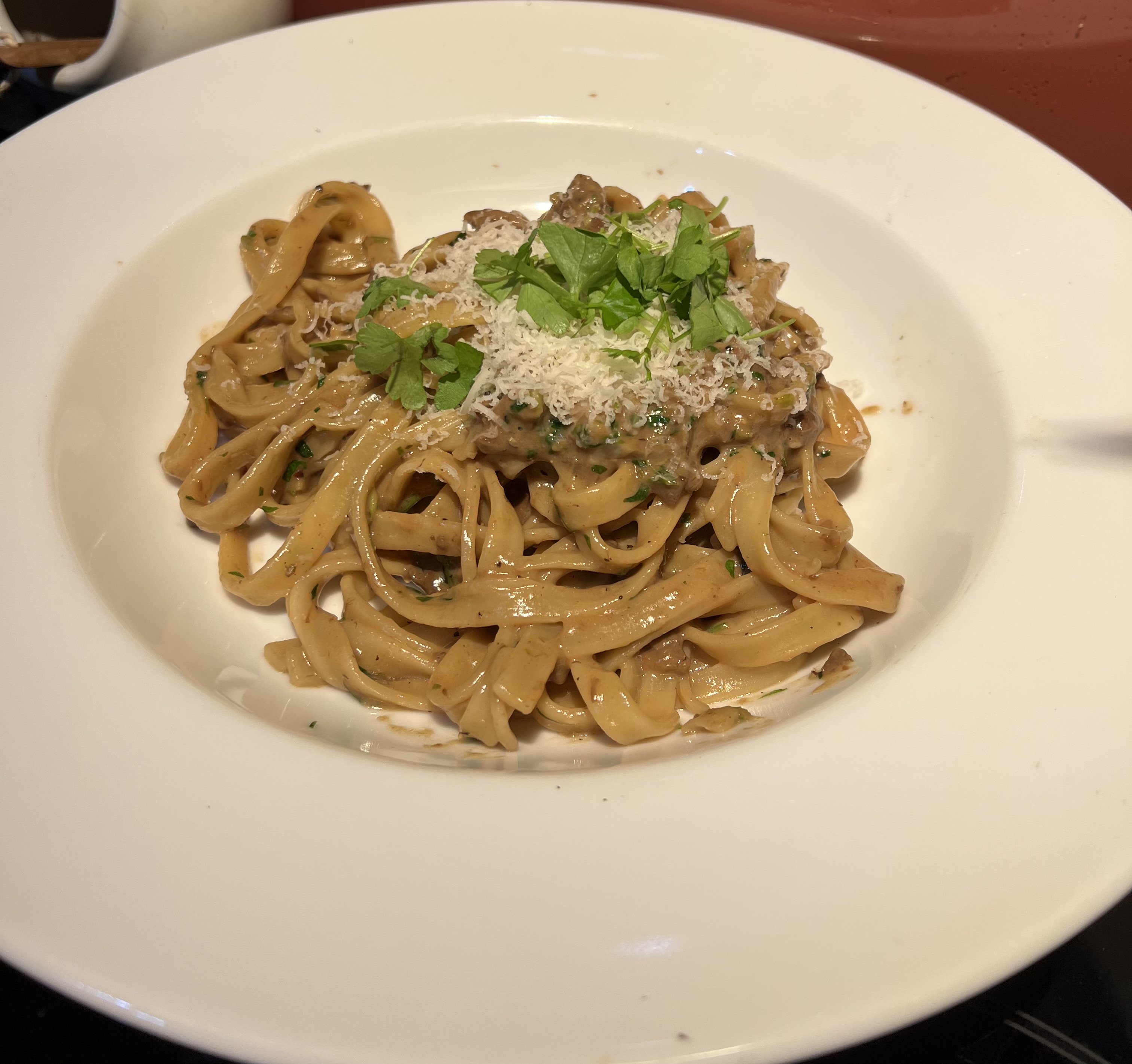 Fettuccine with Mushrooms, Marsala & Mascarpone