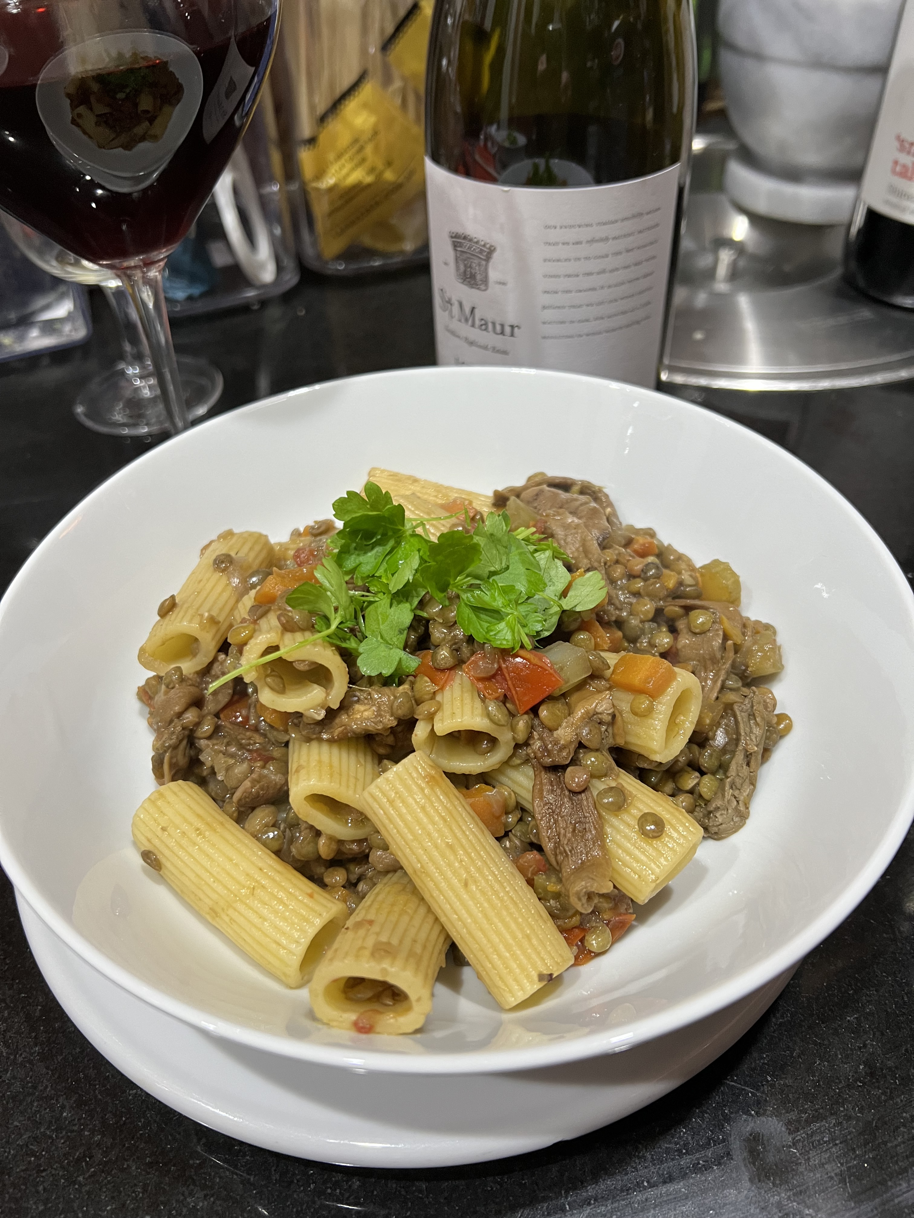 Rigatoni with Lentils and Porcini