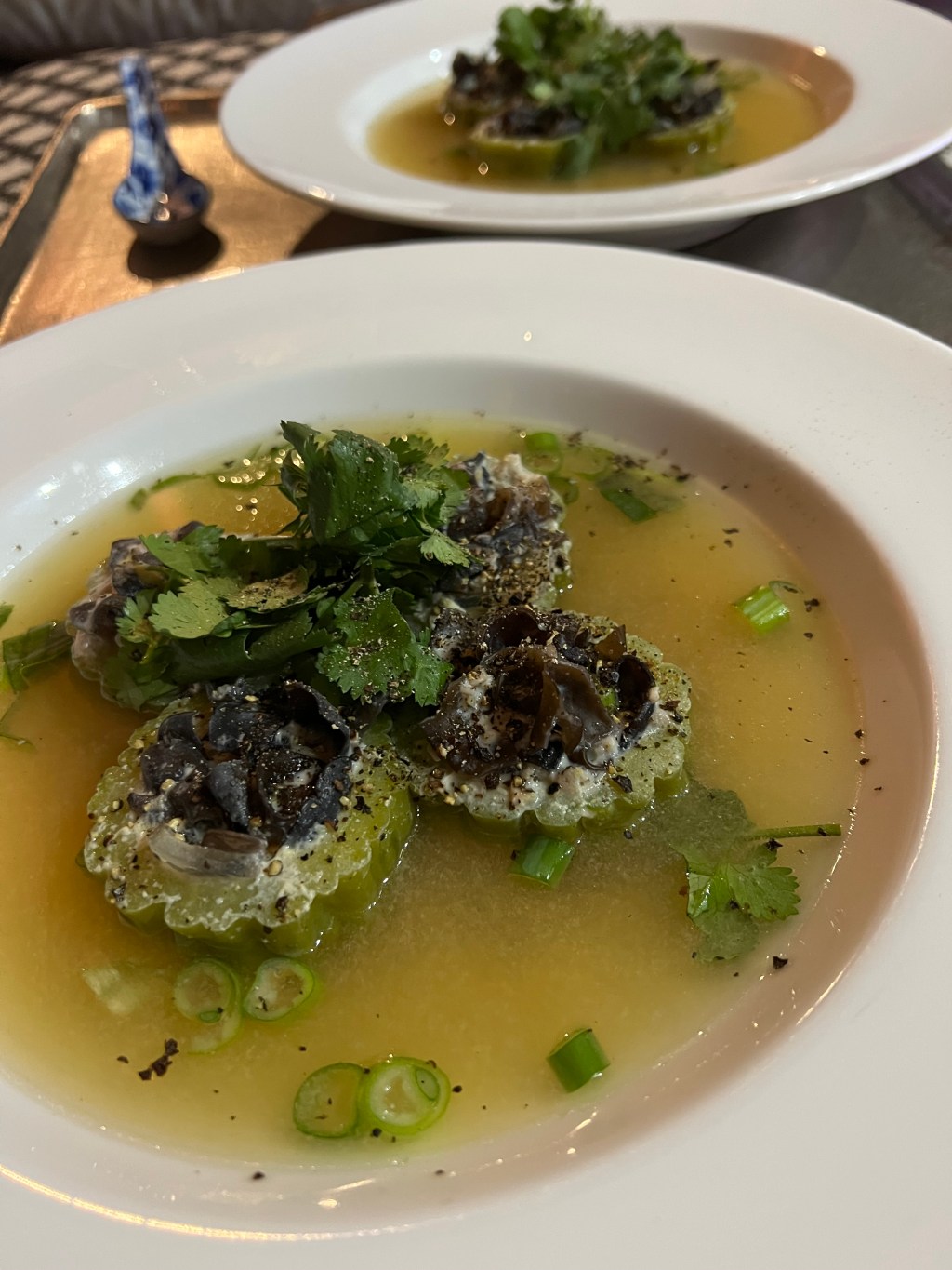 Bitter melon stuffed with pork and black fungus (Canh hu&nbsp;qua)
