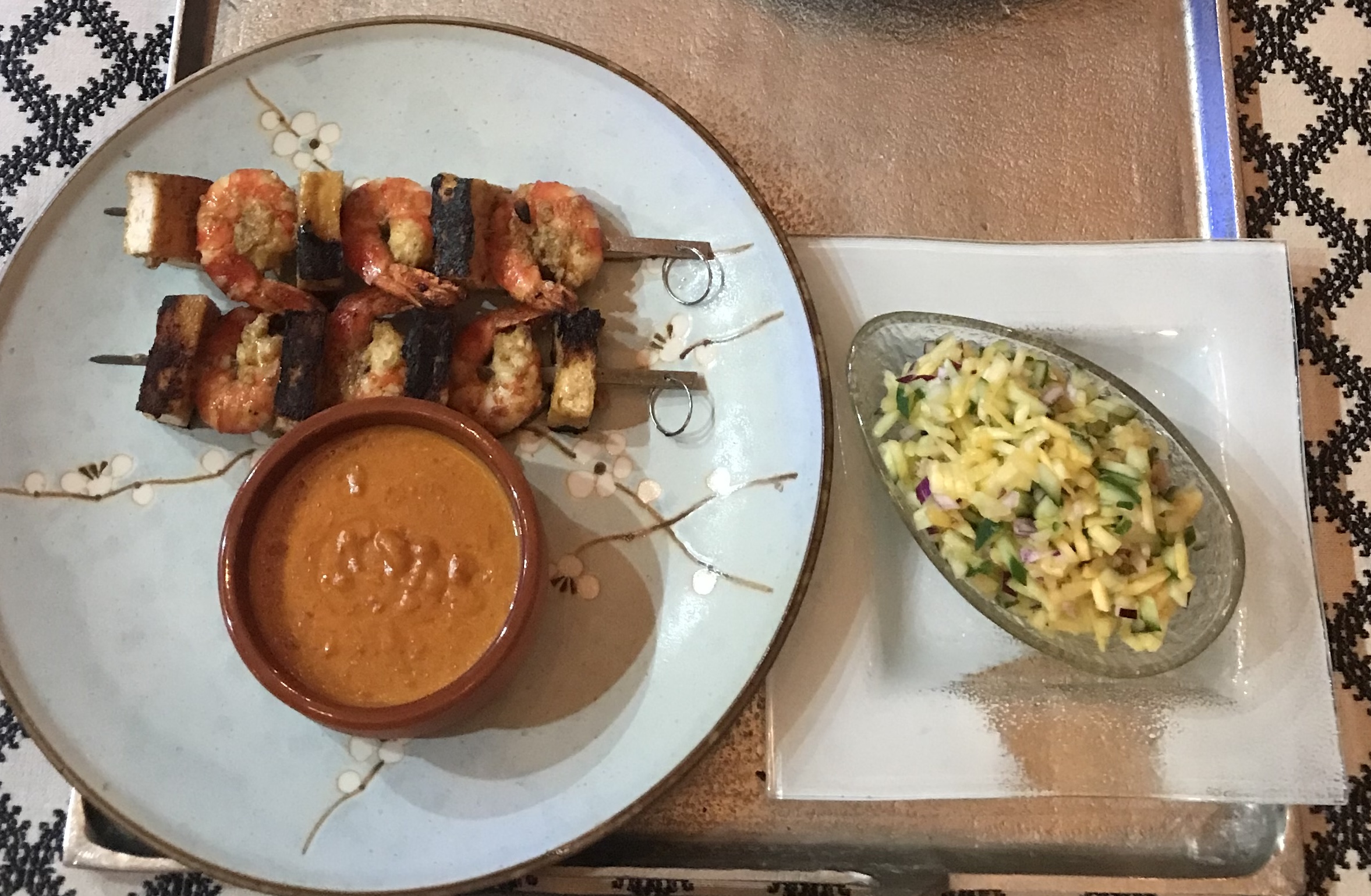 Satay Prawn & Tofu with Pineapple Salsa