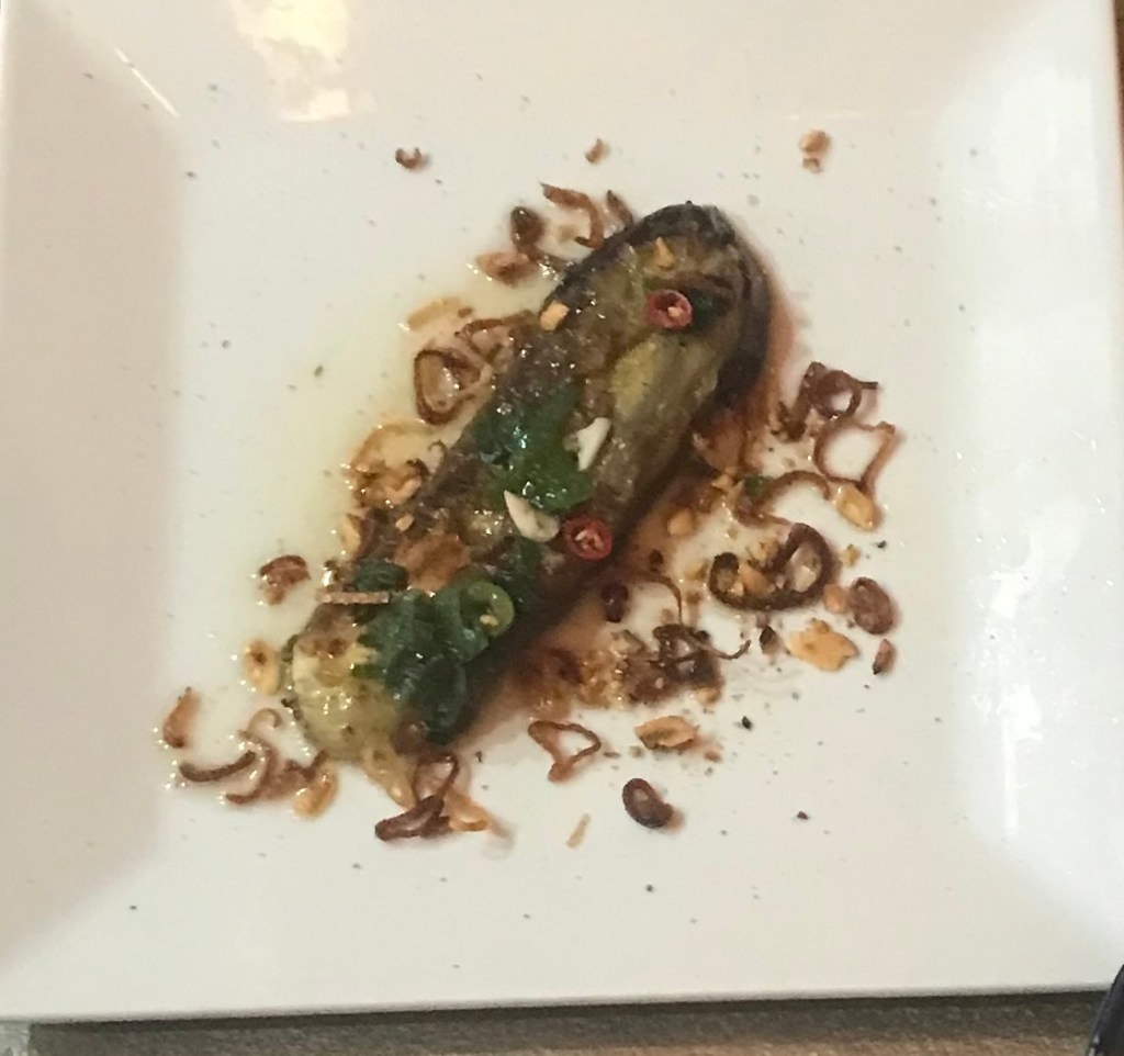 *Chargrilled eggplant with shallot and chilli (Cà tím&nbsp;nuóŉg)