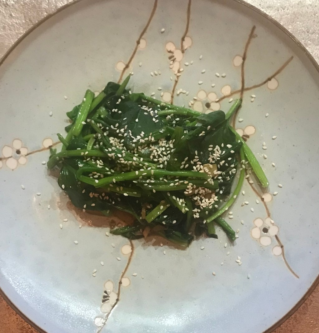 Wok-tossed water spinach with fermented bean curd sauce (Rau muông xào&nbsp;chao)