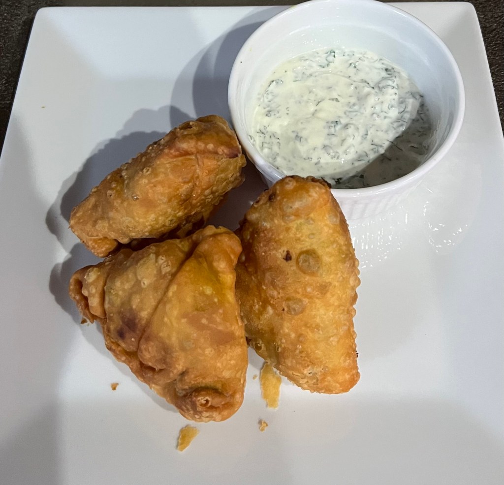 Potato & pea pastries (Aloo matar samosas) & Mint&nbsp;Raita