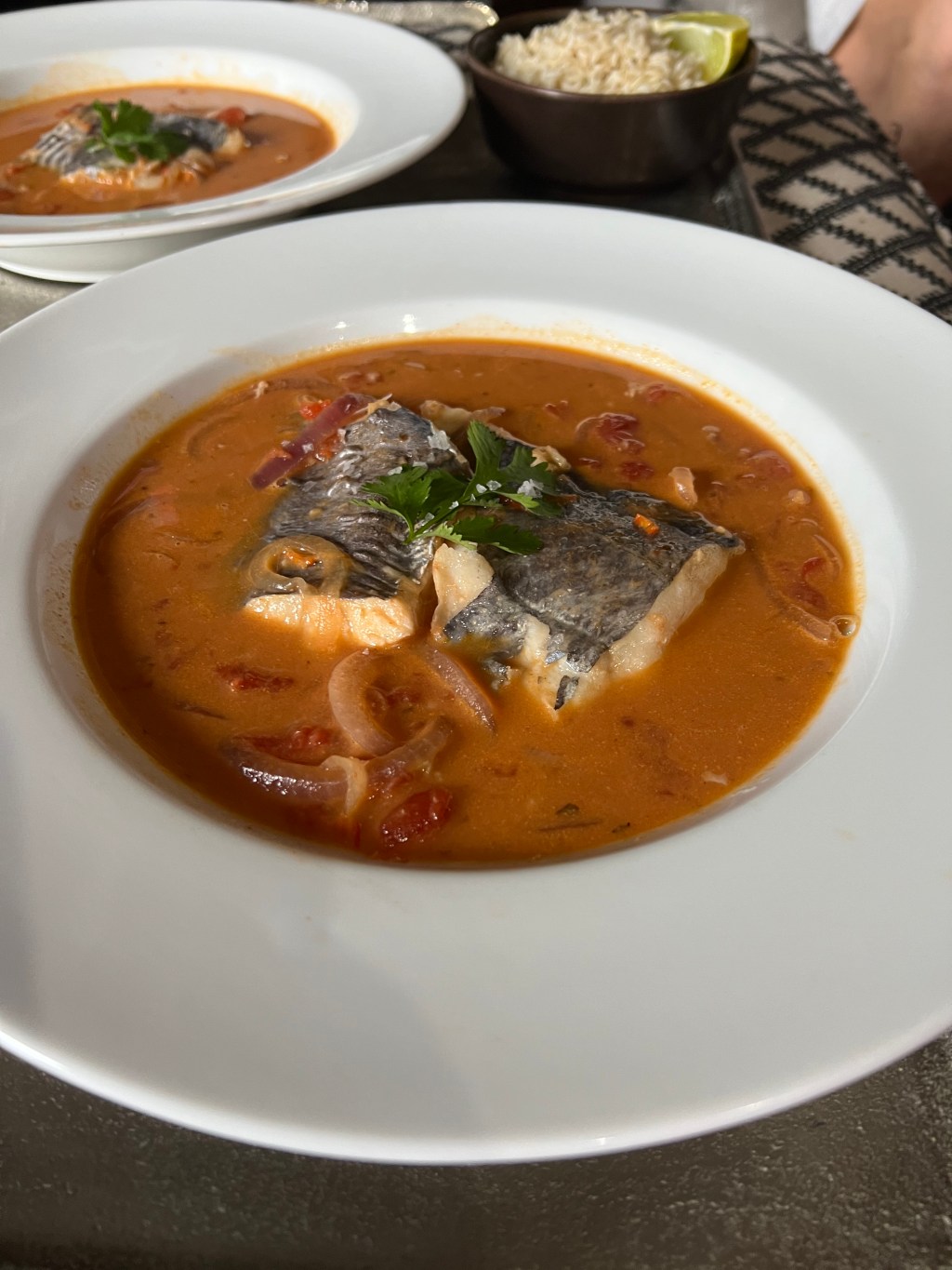 Prawns in spicy tomato coconut broth (Camarones con&nbsp;coco)