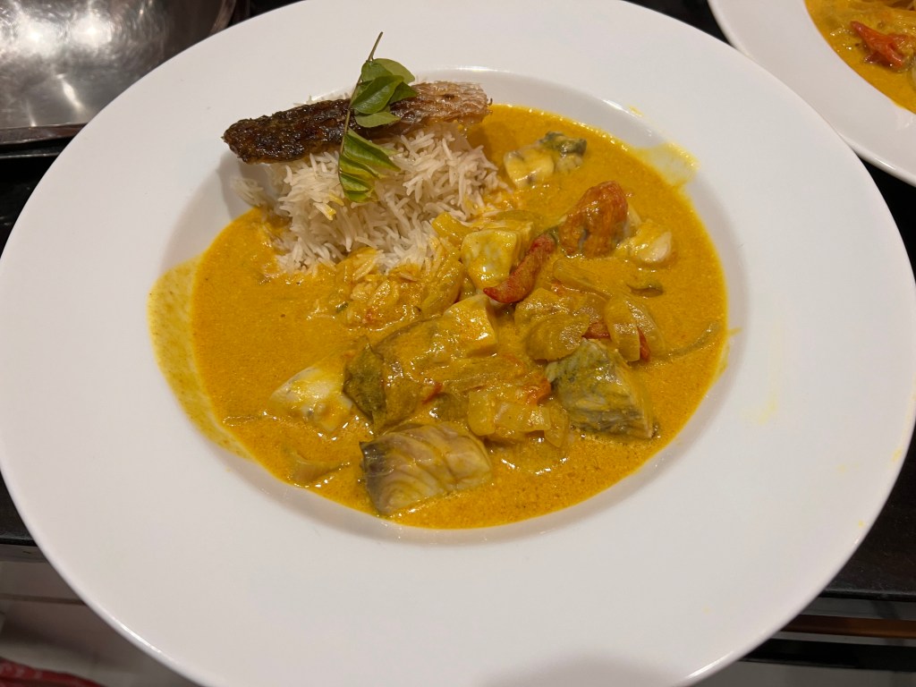 Sri Lankan fish mouli (Barramundi poached in coconut cream &&nbsp;lemongrass)