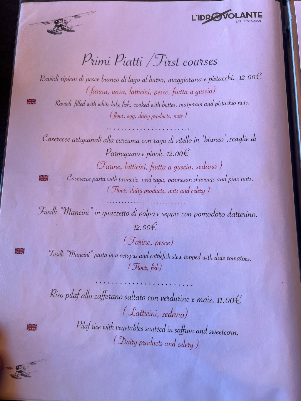 ITALY: Stresa: L’idrovolante Cafe