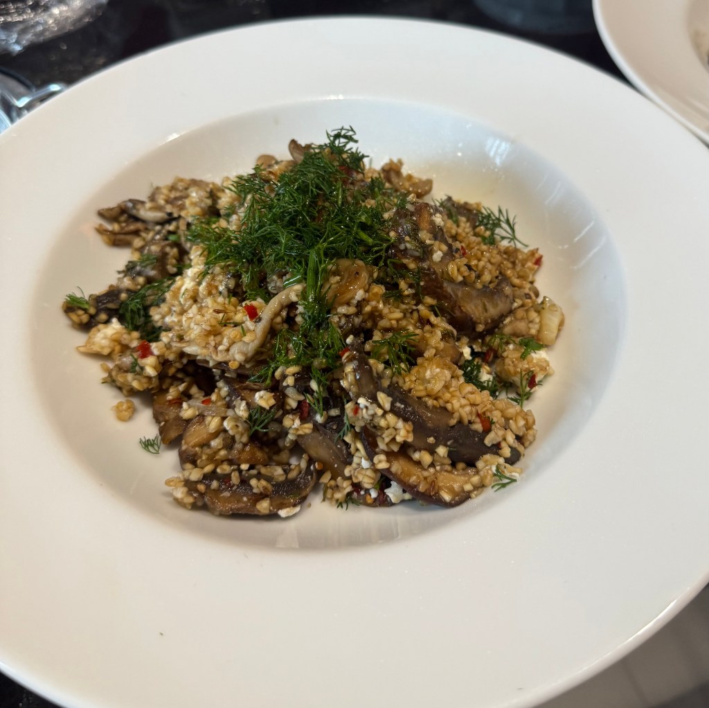 Bulgur with mushrooms and&nbsp;feta