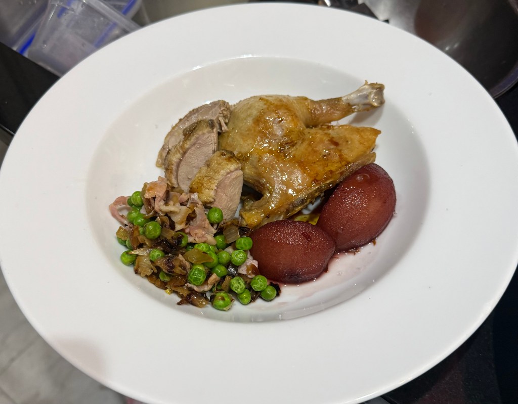 Roast duck with poached&nbsp;pears