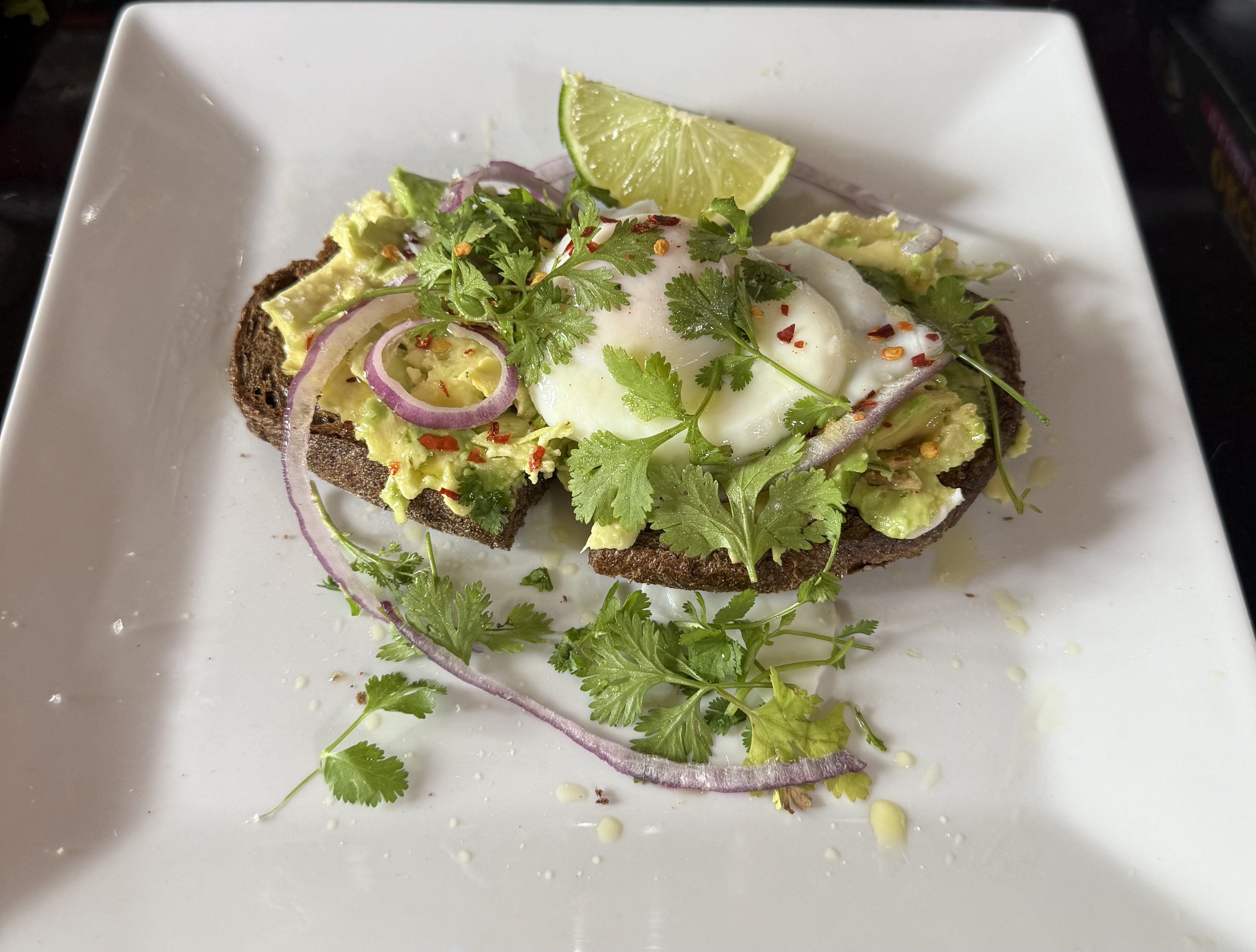 *Avocado & poached egg on&nbsp;rye