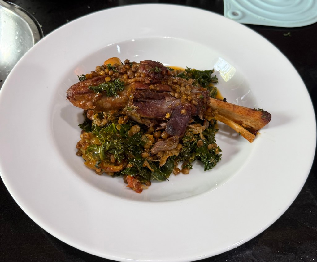 *Braised lamb shanks with silverbeet and&nbsp;lentils