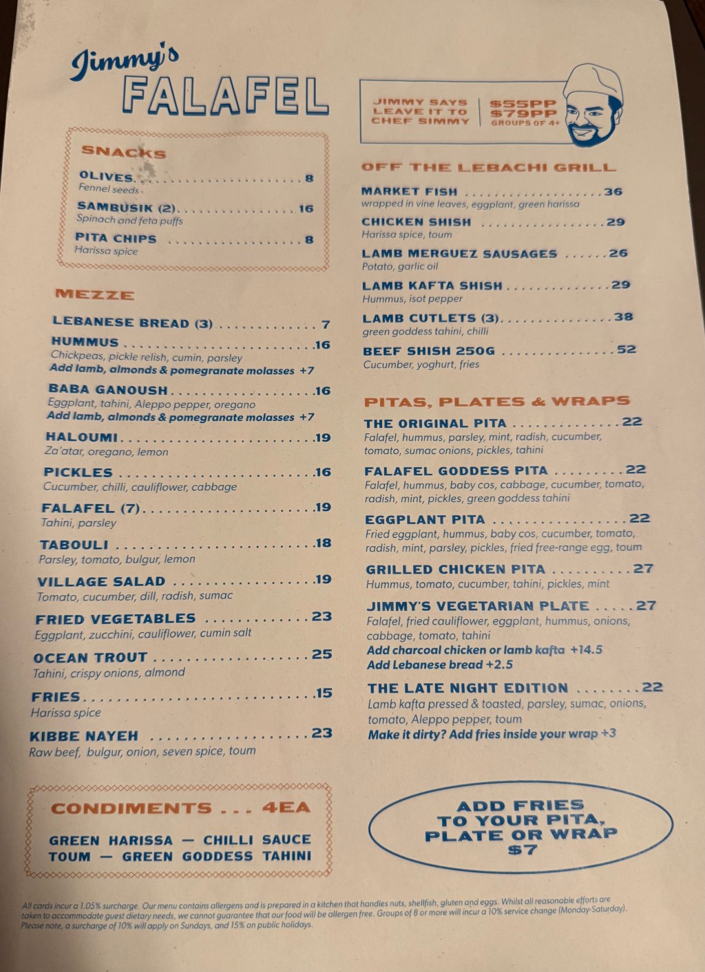 NSW: Paddington: Jimmy’s&nbsp;Falafel