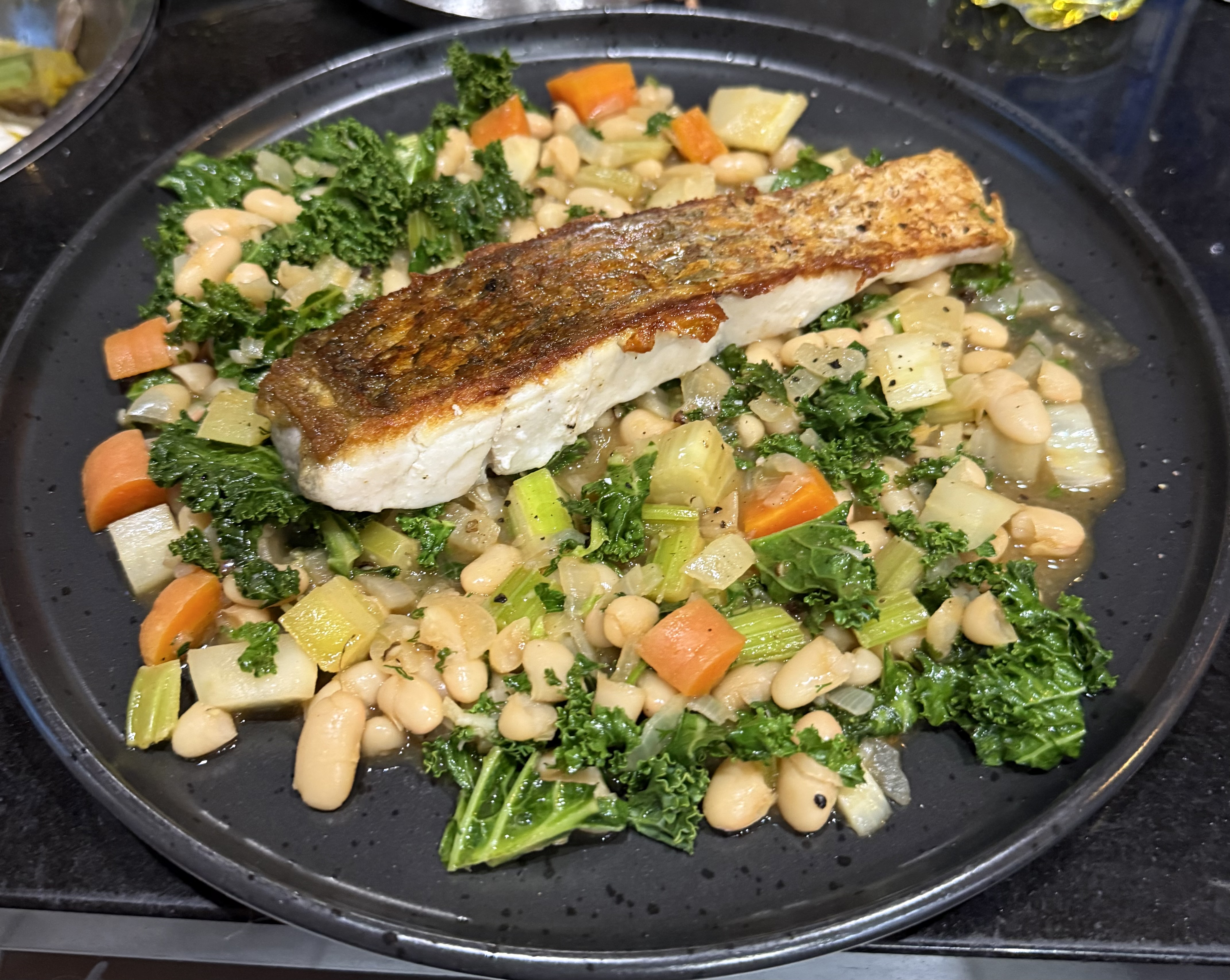 *Crispy skin fish with bean&nbsp;ragu